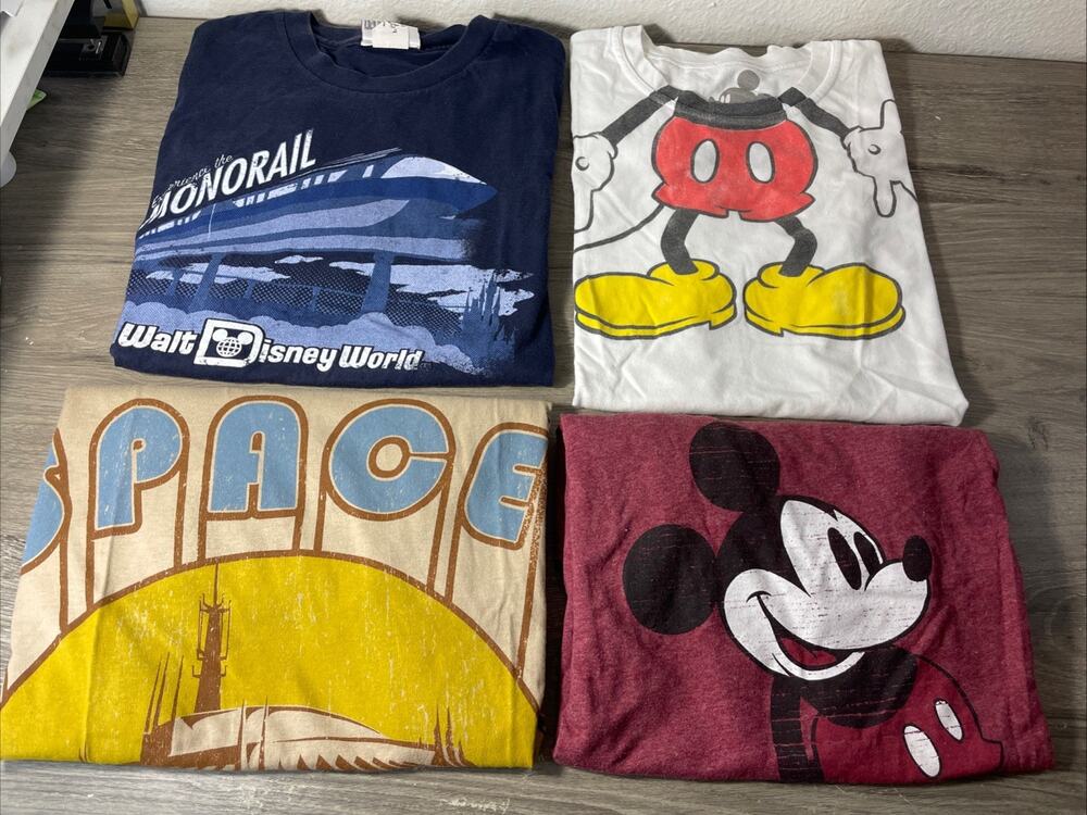 Lot of 4 Disney Parks Graphic T-Shirts Size S Small Monorail Space Mountain